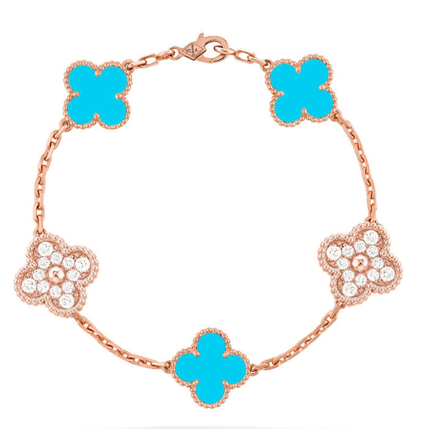[Royal Jewellery] CLOVER 5 MOTIF TURQUOISE BRACELET COLLECTION
