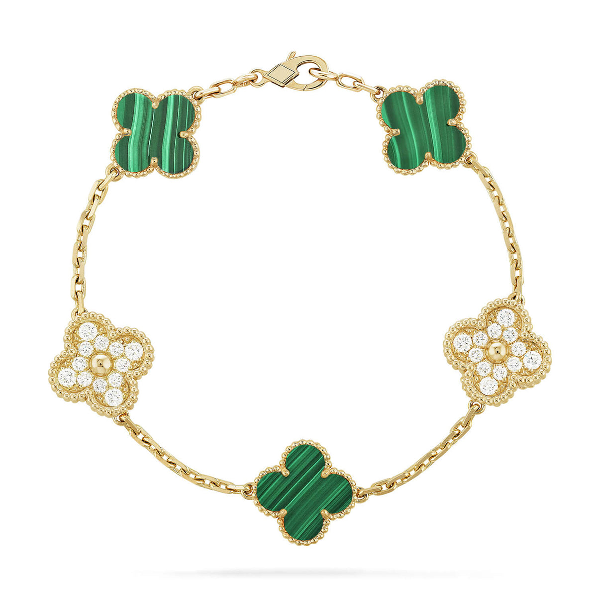 [Royal Jewellery] CLOVER 5 MOTIF MALACHITE BRACELET COLLECTION