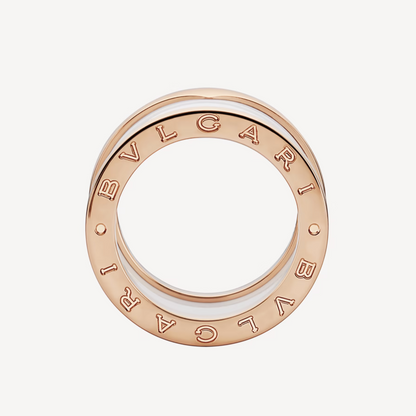 [ROYAL]ZERO 1 FOUR-BAND LOOPS AND WHITE CERAMIC SPIRAL PINK GOLD RING