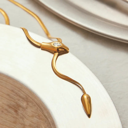 [Royal&Vicky]Zarelle Gold Serpentine Pendant