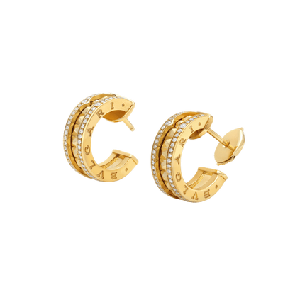 [ROYAL]ZERO 1 ROCK GOLD EARRINGS WITH STUDDED SPIRAL AND PAVED DIAMONDS