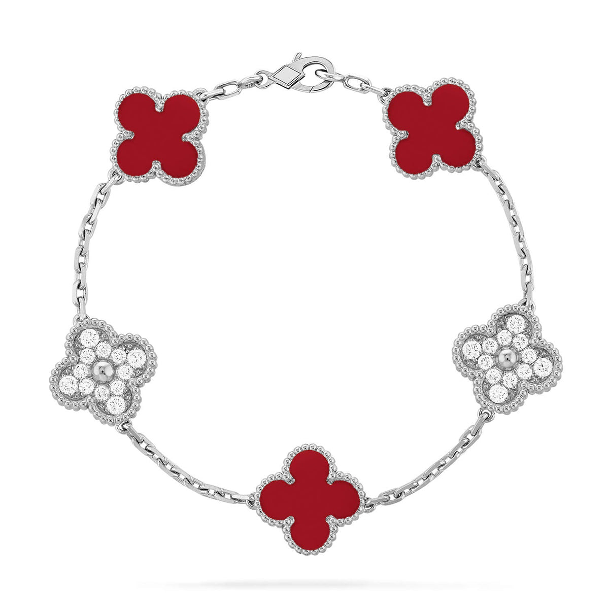 [Royal Jewellery] CLOVER 5 MOTIF RED CORNELIAN BRACELET COLLECTION