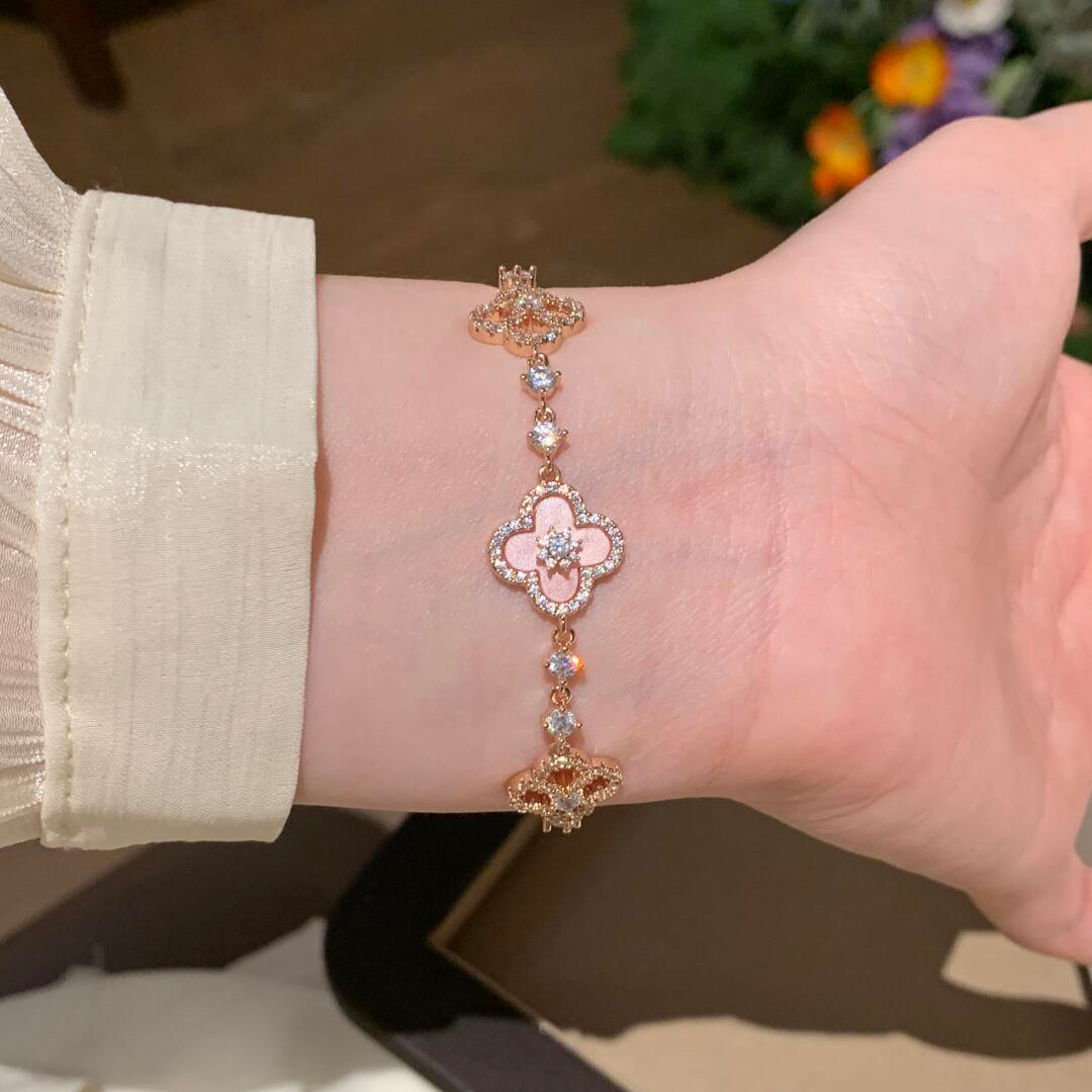 [Royal Jewellery]CLOVER 5 MOTIF PINK BLUE RED WHITE BRACELET