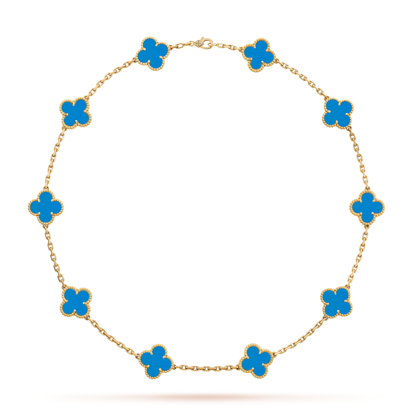 [Royal Jewellery]CLOVER 10 MOTIFS BLUE AGATE NECKLACE