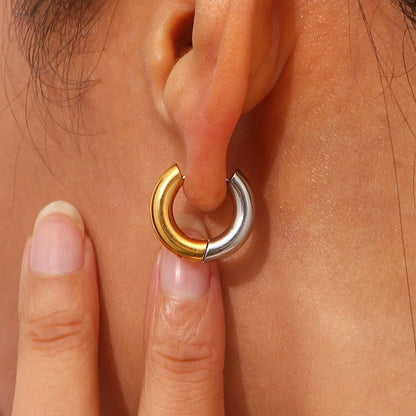 [Royal&Vicky]Ingrid Two Tone Hoop Earring