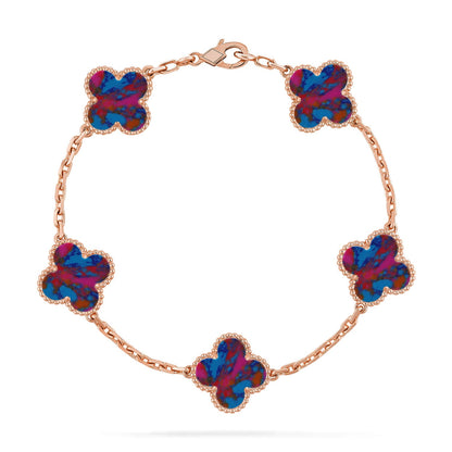 [Royal Jewellery]CLOVER 5 MOTIF COLOR GEMSTONES BRACELET COLLECTION