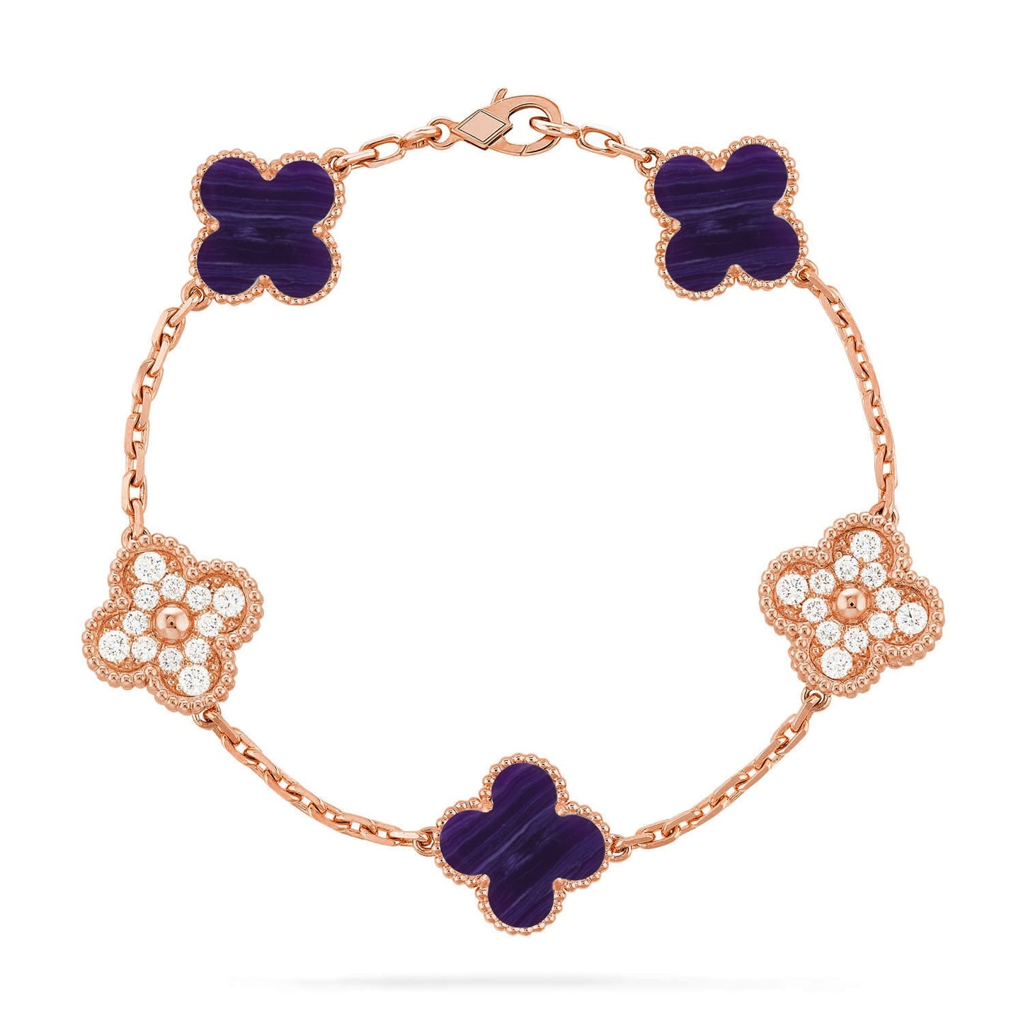 [Royal Jewellery]CLOVER 5 MOTIF PURPLE STRIPES BRACELET COLLECTION