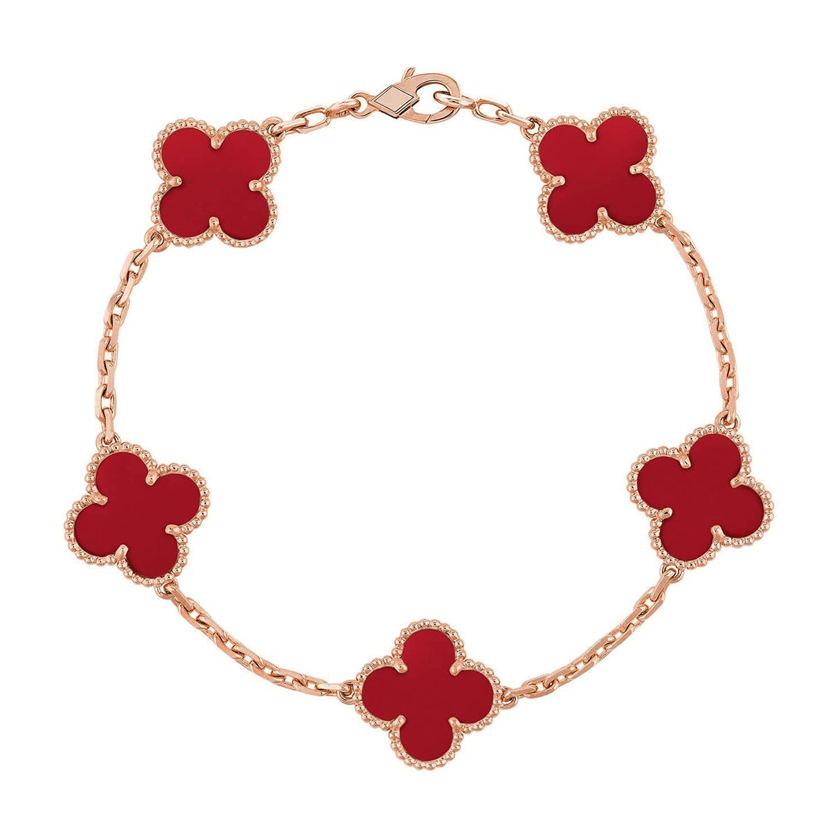 [Royal Jewellery] CLOVER 5 MOTIF RED CORNELIAN BRACELET COLLECTION