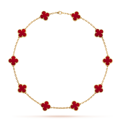 [Royal Jewellery]CLOVER 10 MOTIFS CARNELIAN NECKLACE