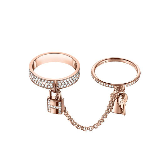 [ROYAL]HM KELLY CLOCHETTE DOUBLE RING IN ROSE GOLD WITH DIAMONDS