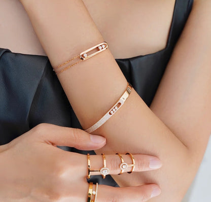 [Royal Jewellery]Move Noa Rose Gold Pavé Diamond Bangle Bracelet