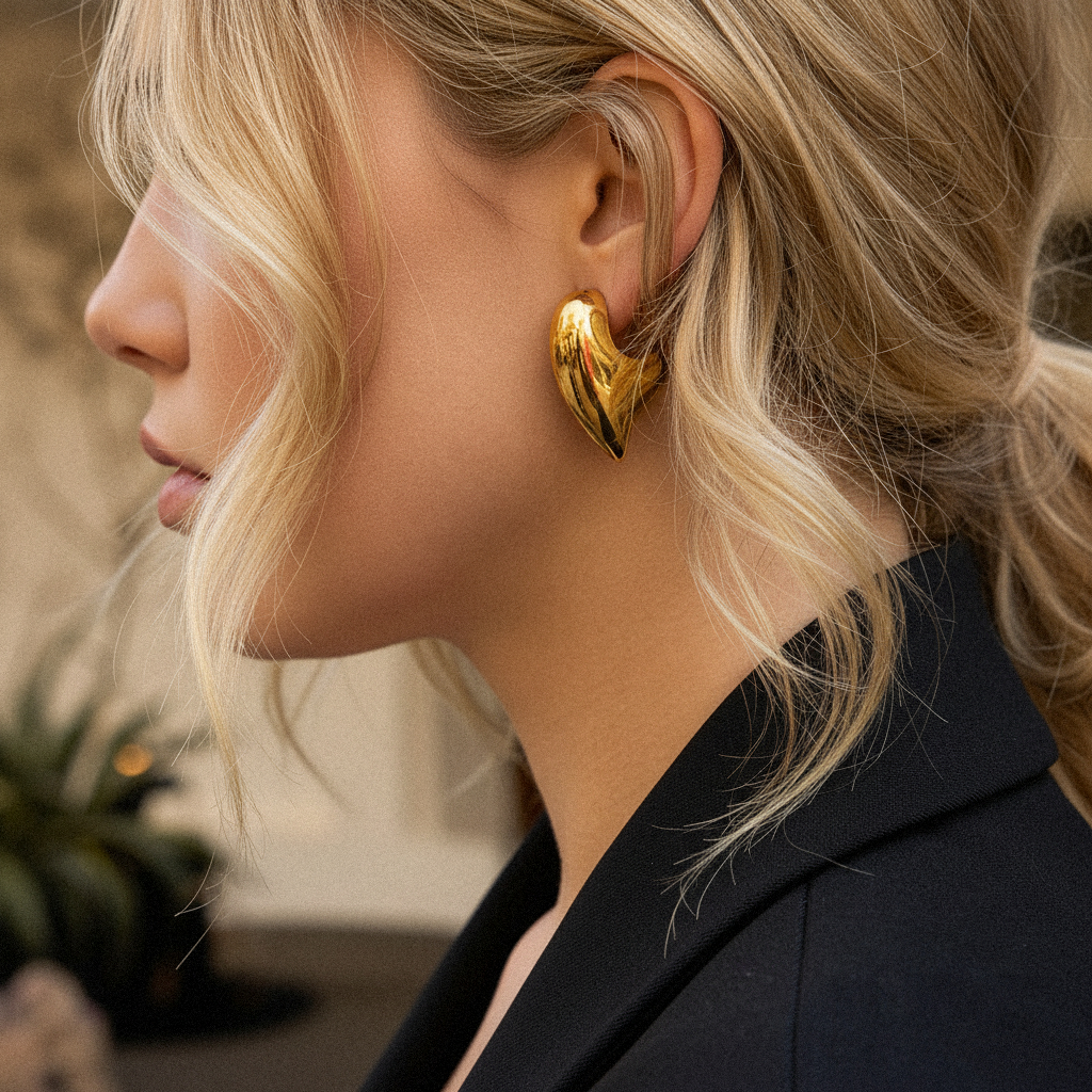[Royal&Vicky]Aimee チャンキーハートゴールドピアス