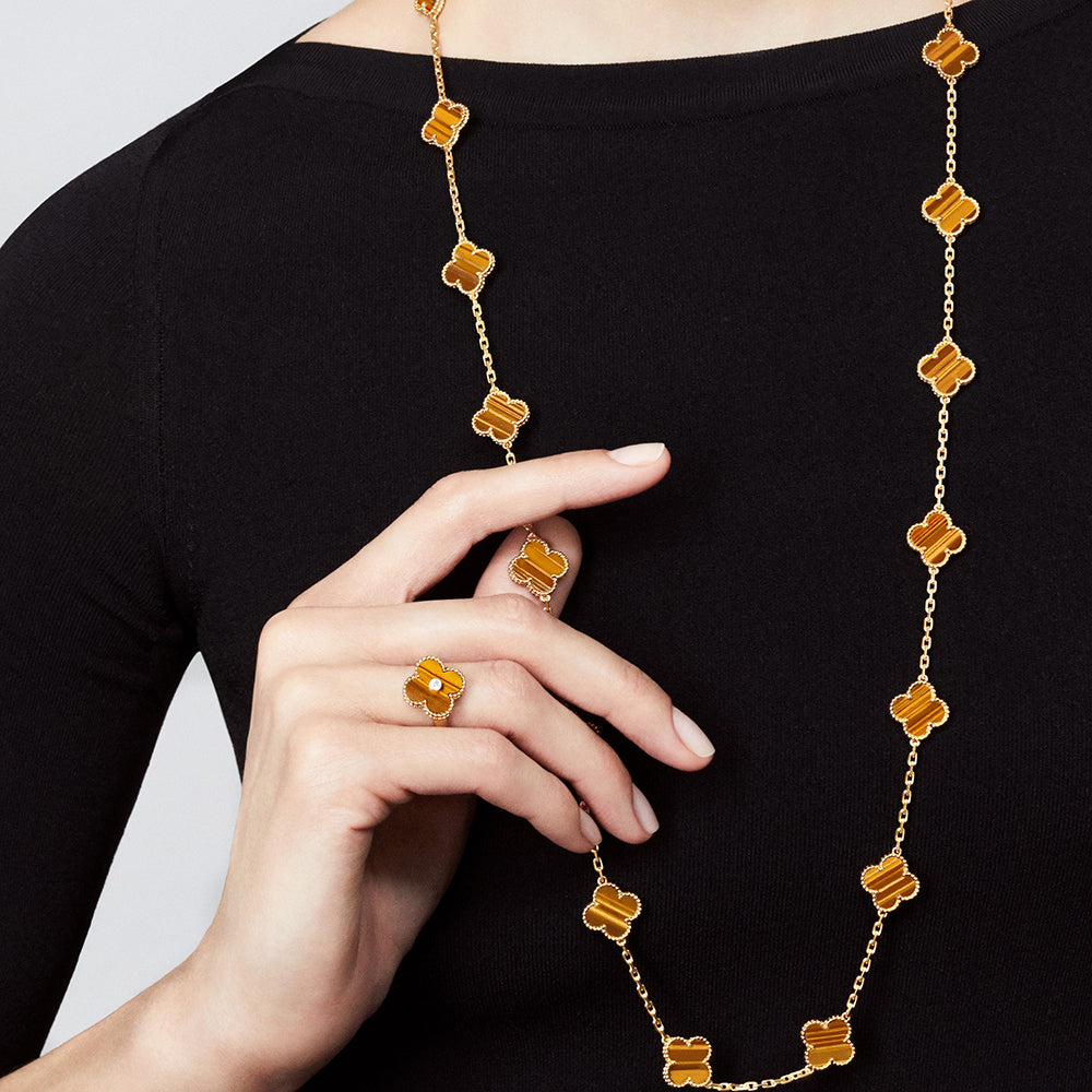 [Royal Jewellery]CLOVER 20 MOTIFS TIGER EYE ROSE GOLD