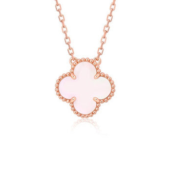 [ROYAL]CLOVER 15MM PINK MOTHER-OF-PEARL SINGLE FLOWER NECKLACE