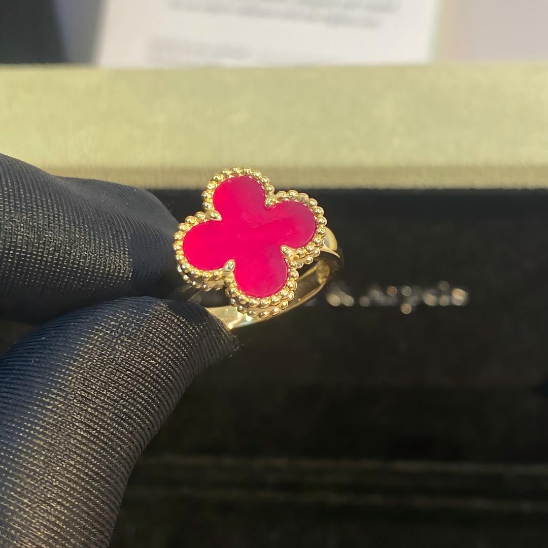 [Royal Jewellery]NEW CLOVER PINK ENAMEL RINGS