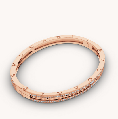 [ROYAL]ZERO 1 SPIRAL AND PAVED DIAMOND PINK GOLD BRACELET