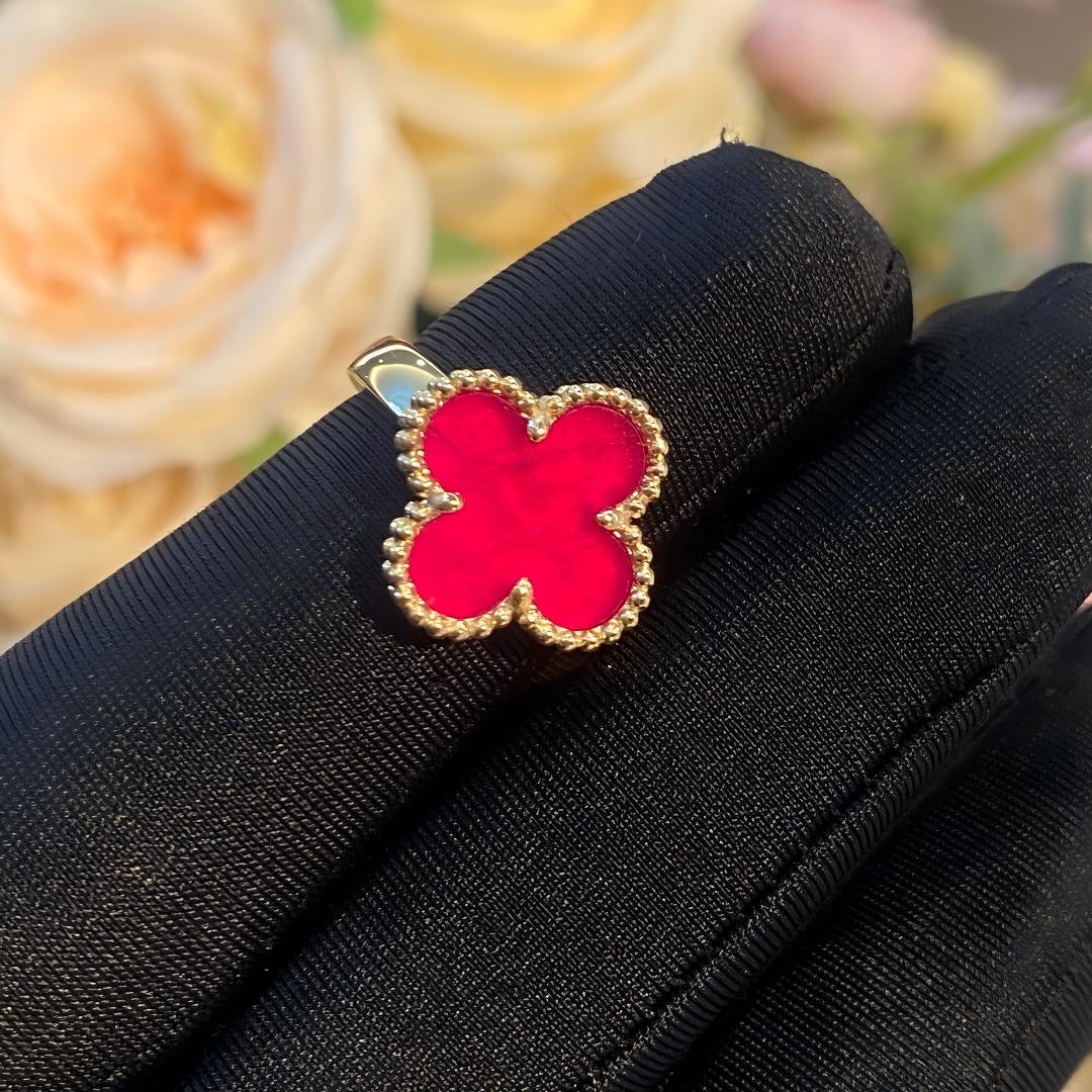 [Royal Jewellery]NEW CLOVER PINK ENAMEL RINGS