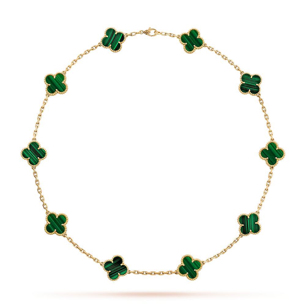 [Royal Jewellery]CLOVER 10 MOTIFS MALACHITE NECKLACE