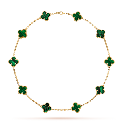 [Royal&Vicky]CLOVER 10 MOTIFS MALACHITE NECKLACE