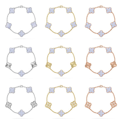 [Royal Jewellery] CLOVER 5 MOTIF PURPLE CHALCEDONY BRACELET COLLECTION