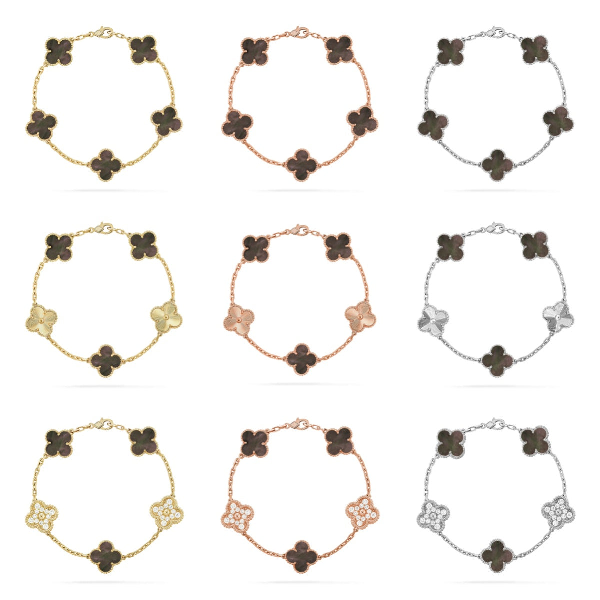 [Royal Jewellery] CLOVER 5 MOTIF GRAY MOP BRACELET COLLECTION