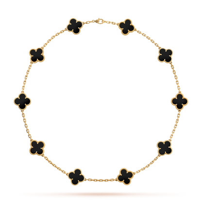 [Royal Jewellery]CLOVER 10 MOTIFS ONYX NECKLACE