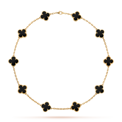 [Royal&Vicky]CLOVER 10 MOTIFS ONYX NECKLACE