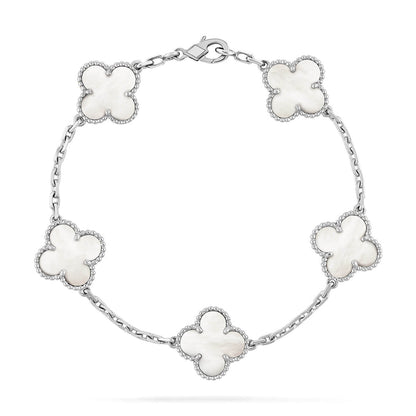[Royal Jewellery]CLOVER WHITE PEARL MOP 5 MOTIF BRACELET COLLECTION
