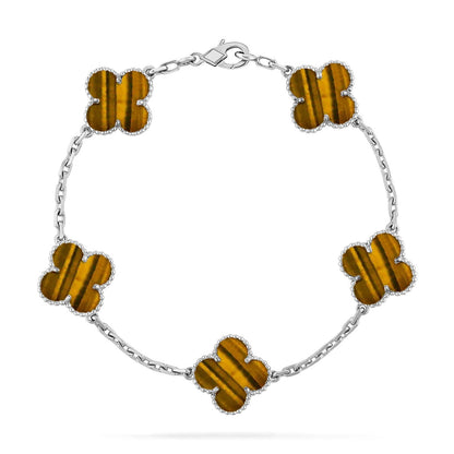 [Royal Jewellery] CLOVER 5 MOTIFS TIGER EYE BRACELET COLLECTION