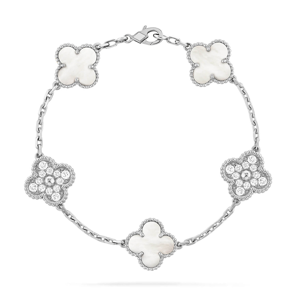 [Royal Jewellery]CLOVER WHITE PEARL MOP 5 MOTIF BRACELET COLLECTION