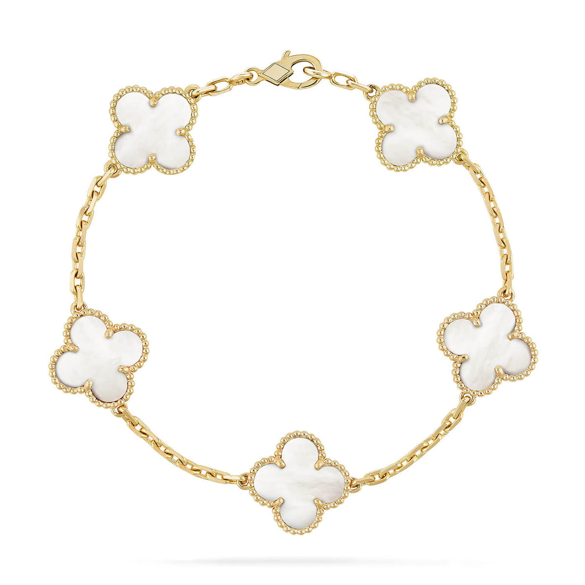 [Royal Jewellery]CLOVER WHITE PEARL MOP 5 MOTIF BRACELET COLLECTION