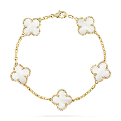 [Royal Jewellery]CLOVER WHITE PEARL MOP 5 MOTIF BRACELET COLLECTION