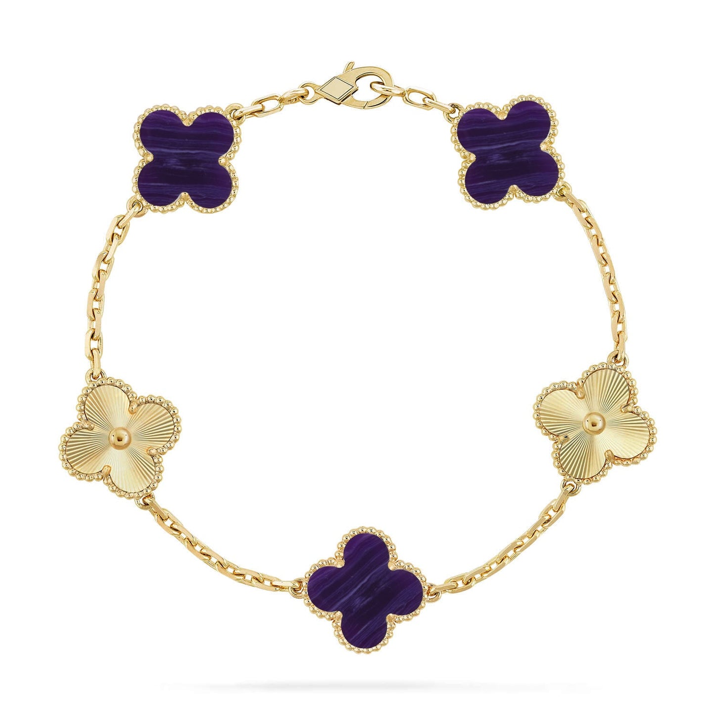 [Royal Jewellery]CLOVER 5 MOTIF PURPLE STRIPES BRACELET COLLECTION