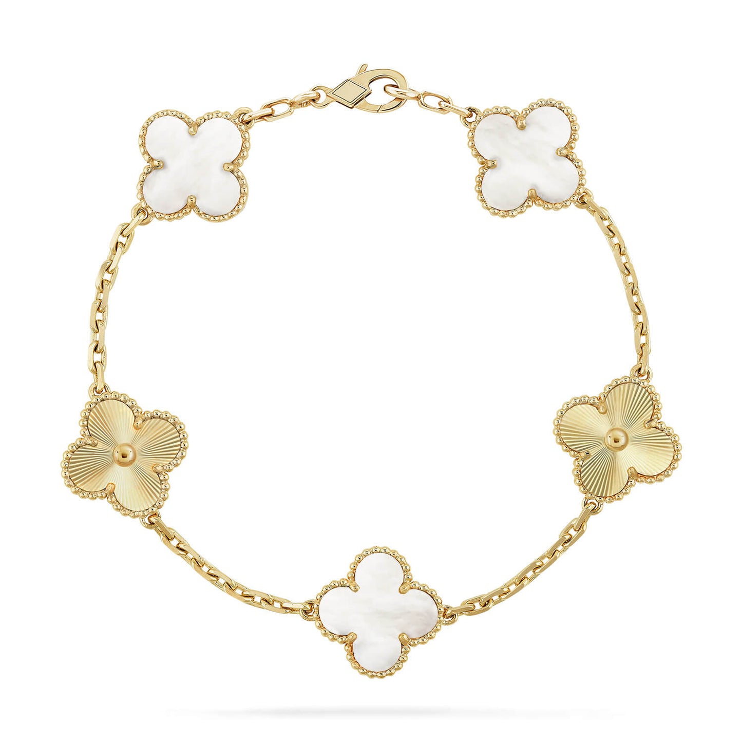[Royal Jewellery]CLOVER WHITE PEARL MOP 5 MOTIF BRACELET COLLECTION