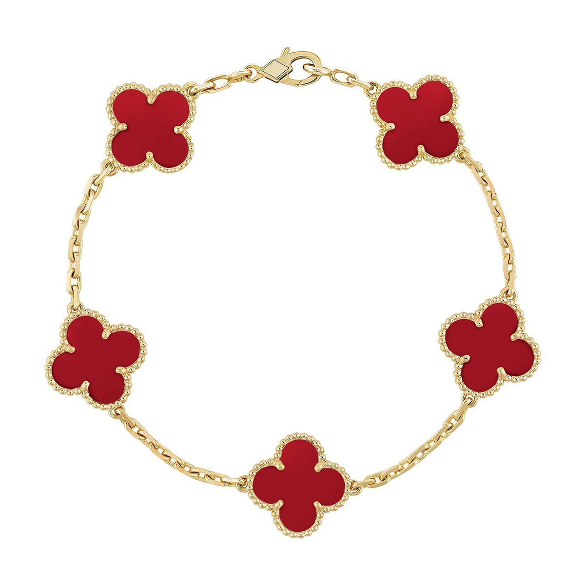 [Royal Jewellery] CLOVER 5 MOTIF RED CORNELIAN BRACELET COLLECTION