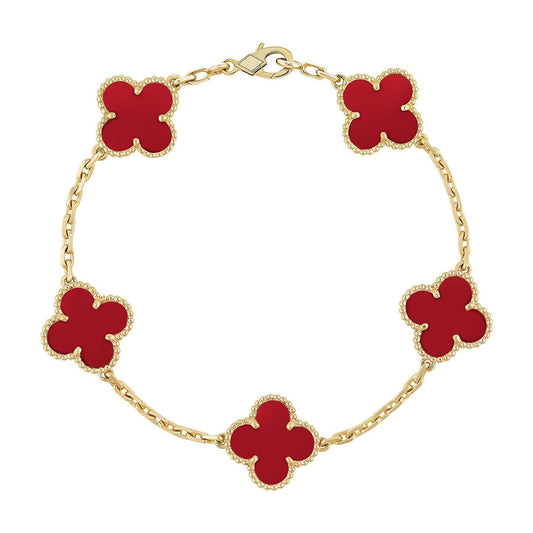 [Royal Jewellery] CLOVER 5 MOTIF RED CORNELIAN BRACELET COLLECTION
