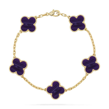 [Royal&Vicky]LUCKY CLOVER 5-MOTIF BRACELET - CHAROITE COLLECTION