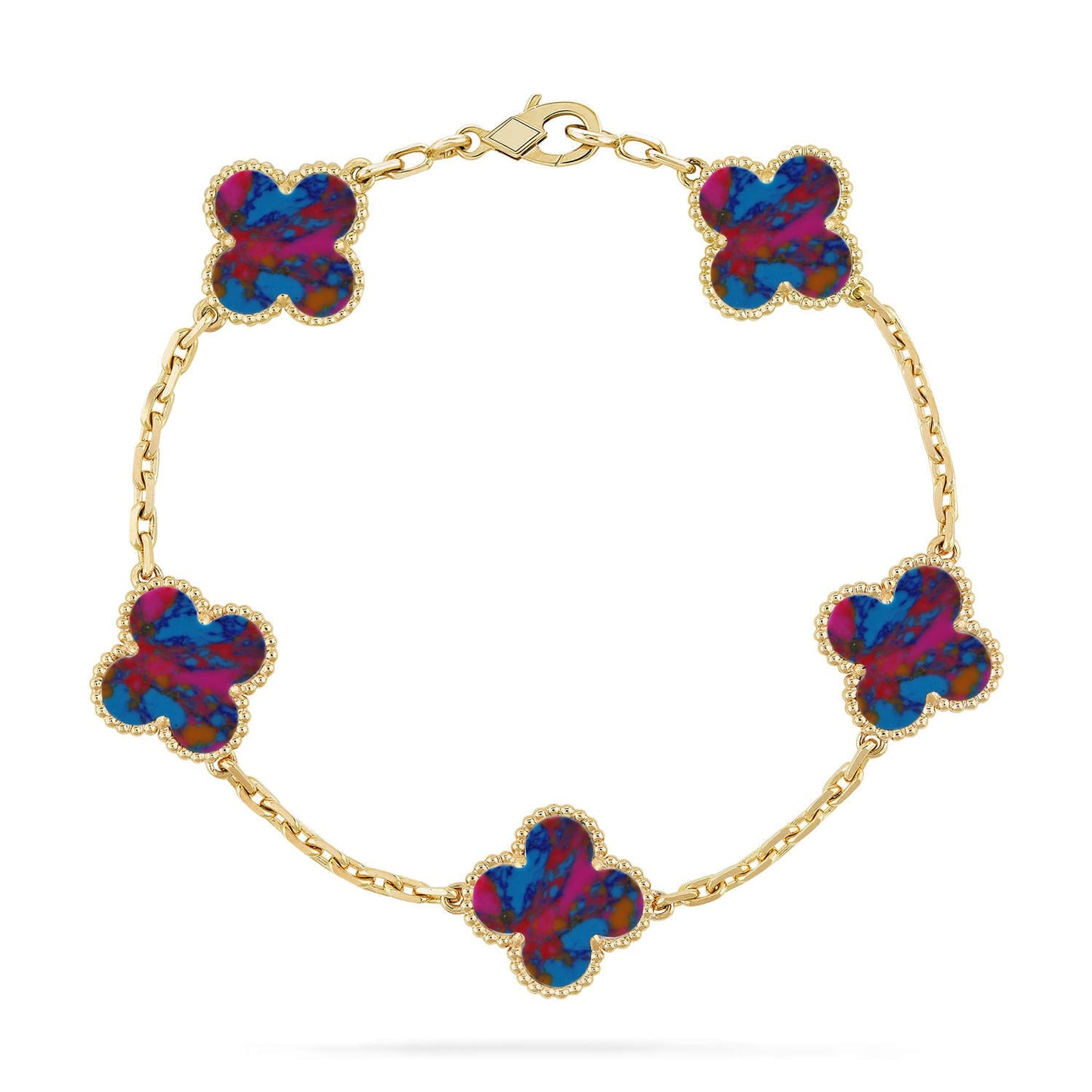 [Royal Jewellery]CLOVER 5 MOTIF COLOR GEMSTONES BRACELET COLLECTION