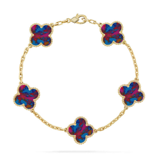 [Royal Jewellery]CLOVER 5 MOTIF COLOR GEMSTONES BRACELET COLLECTION