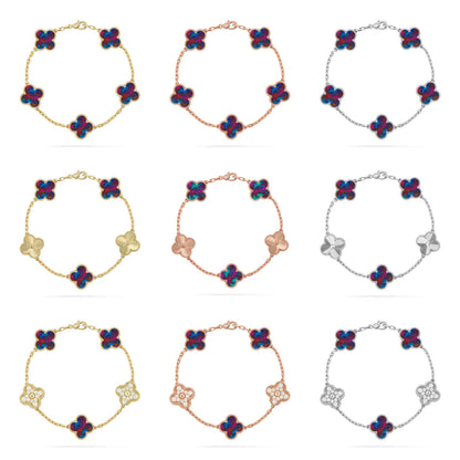 [Royal Jewellery]CLOVER 5 MOTIF COLOR GEMSTONES BRACELET COLLECTION
