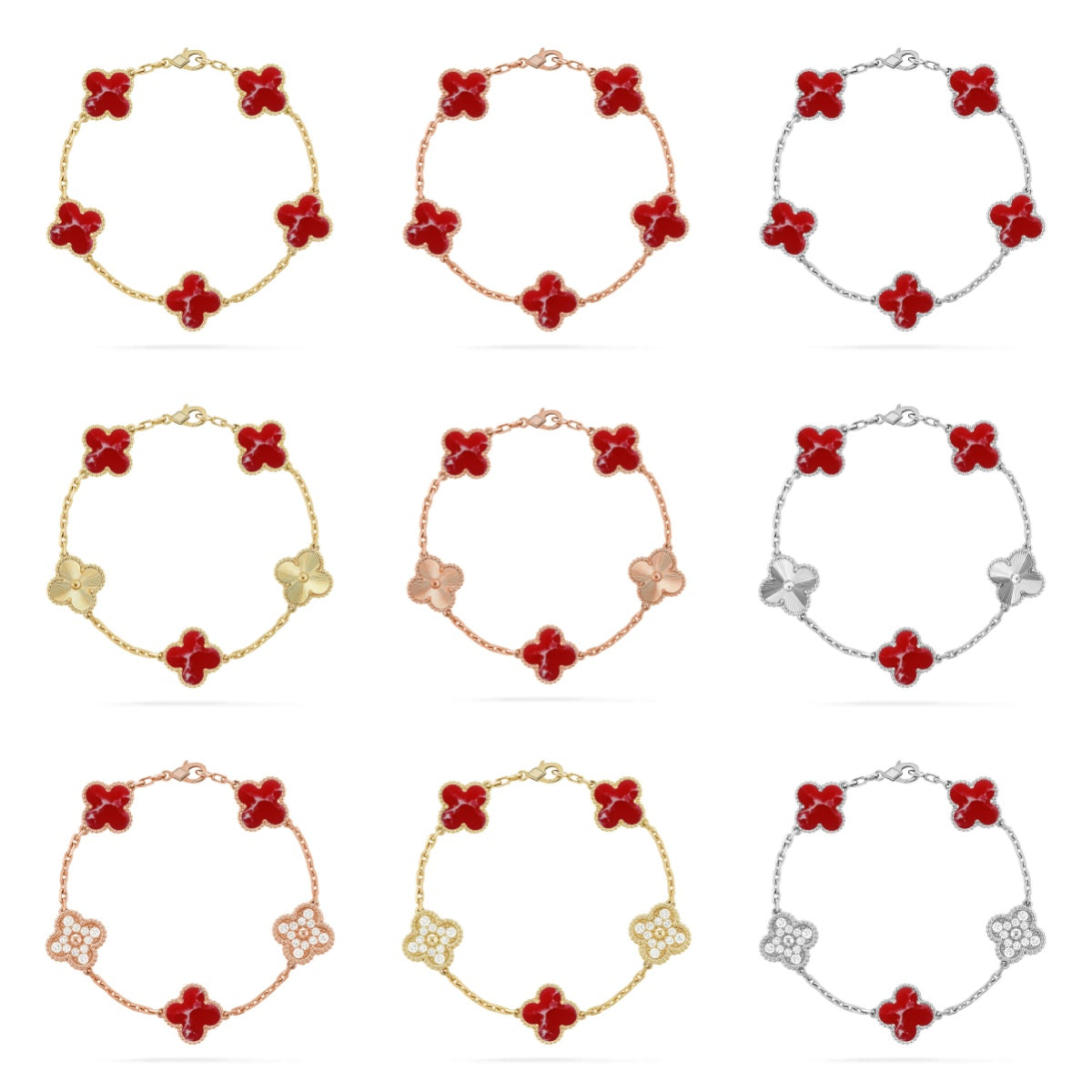 [Royal Jewellery]CLOVER 5 MOTIF RED PATTERN BRACELET COLLECTION