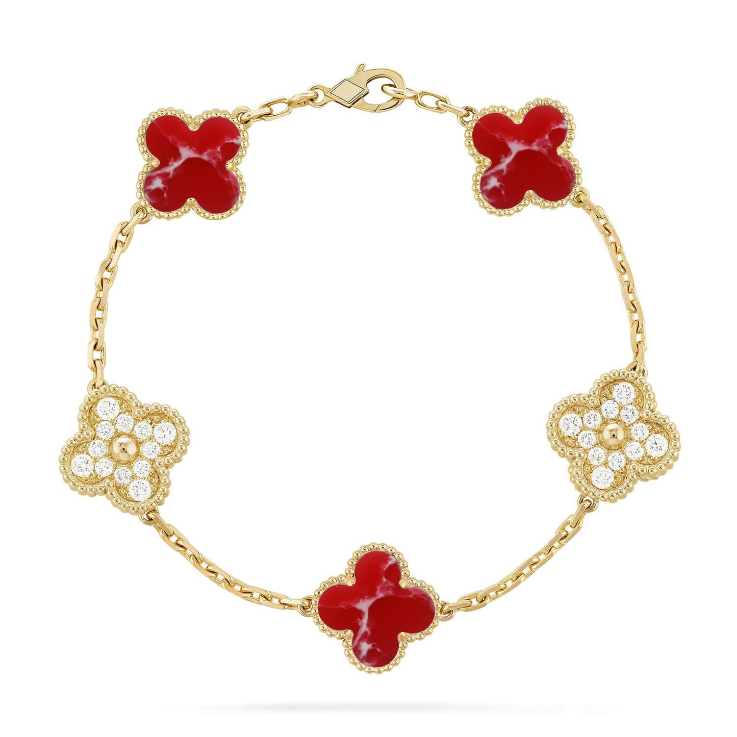 [Royal Jewellery]CLOVER 5 MOTIF RED PATTERN BRACELET COLLECTION