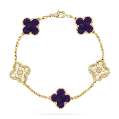 [Royal Jewellery]CLOVER 5 MOTIF PURPLE STRIPES BRACELET COLLECTION