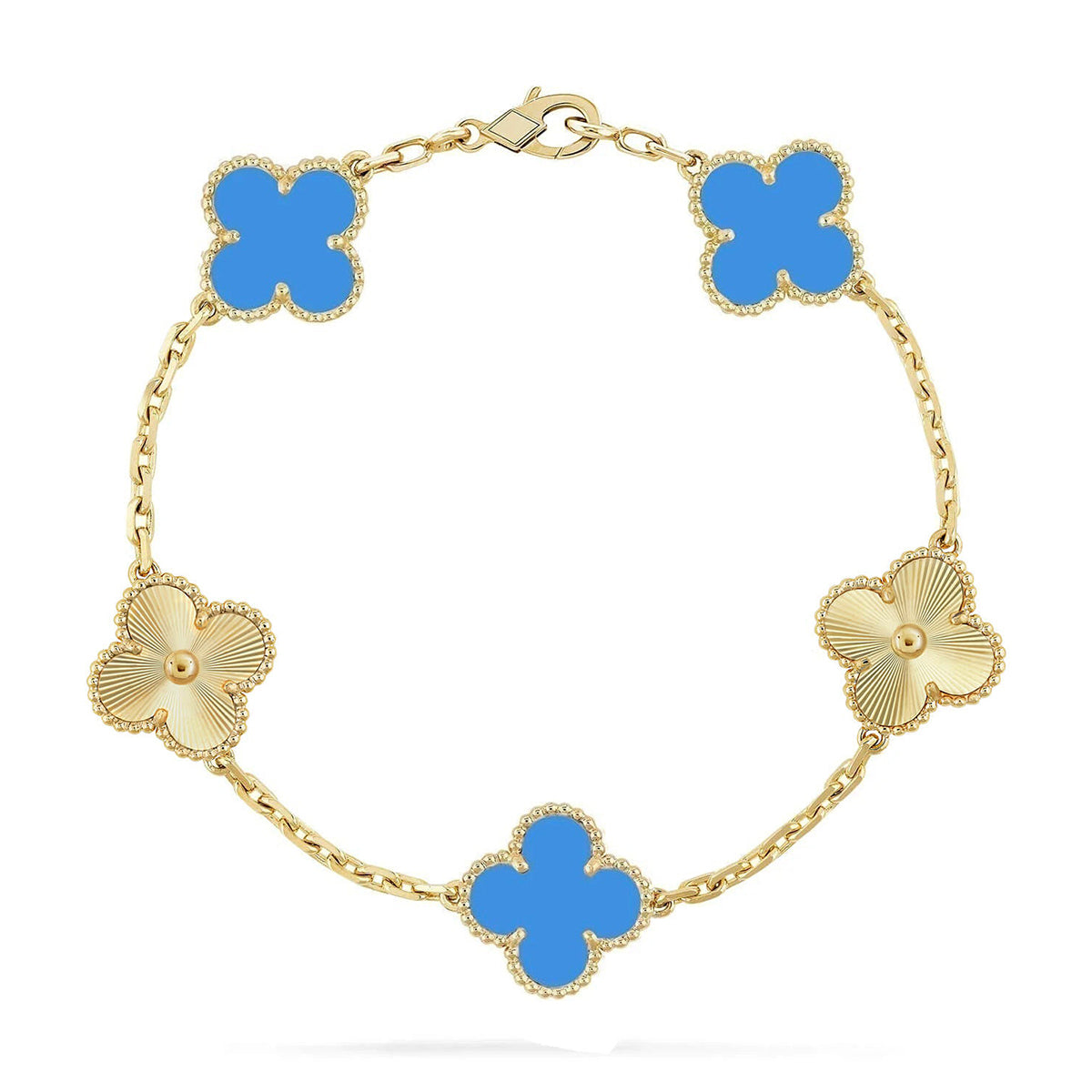 [Royal Jewellery] CLOVER 5 MOTIF BLUE AGATE BRACELET COLLECTION
