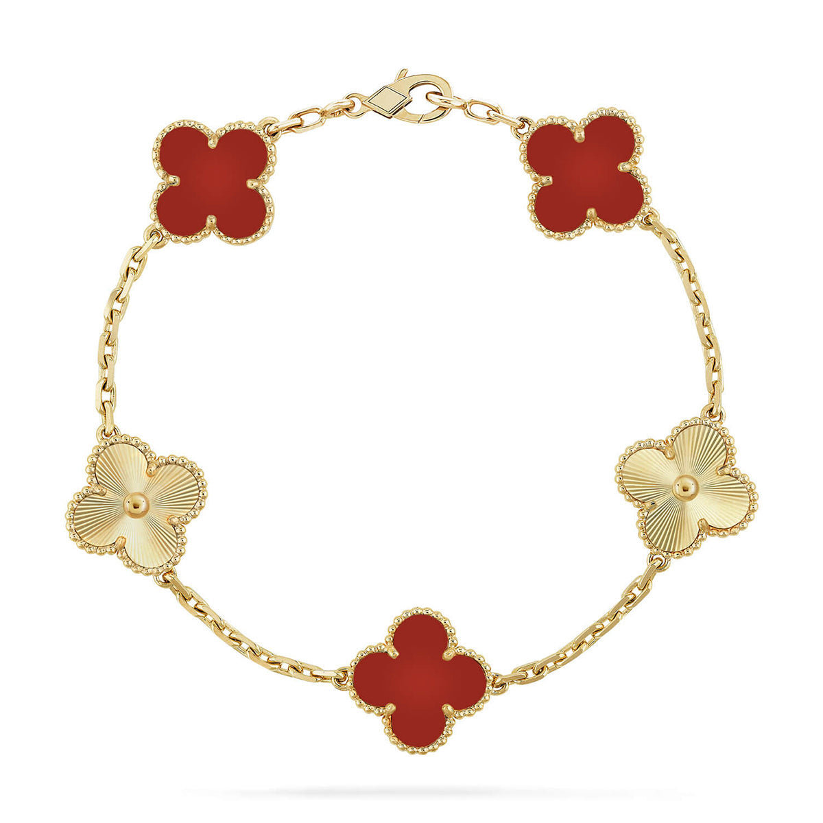 [Royal Jewellery] CLOVER 5 MOTIF RED CORNELIAN BRACELET COLLECTION
