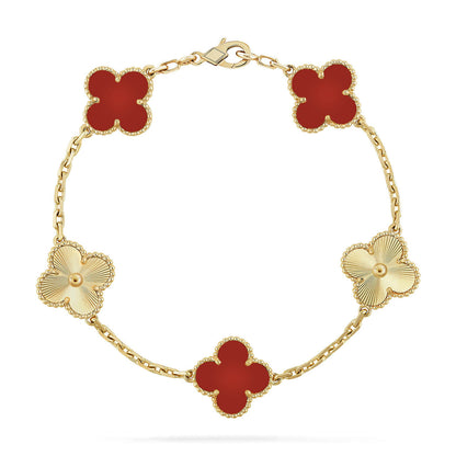 [Royal Jewellery] CLOVER 5 MOTIF RED CORNELIAN BRACELET COLLECTION