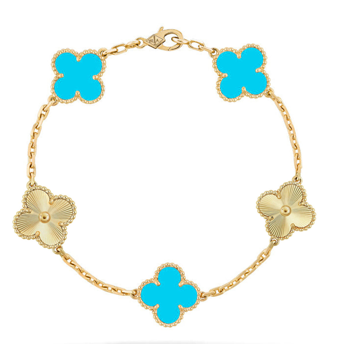[Royal Jewellery] CLOVER 5 MOTIF TURQUOISE BRACELET COLLECTION
