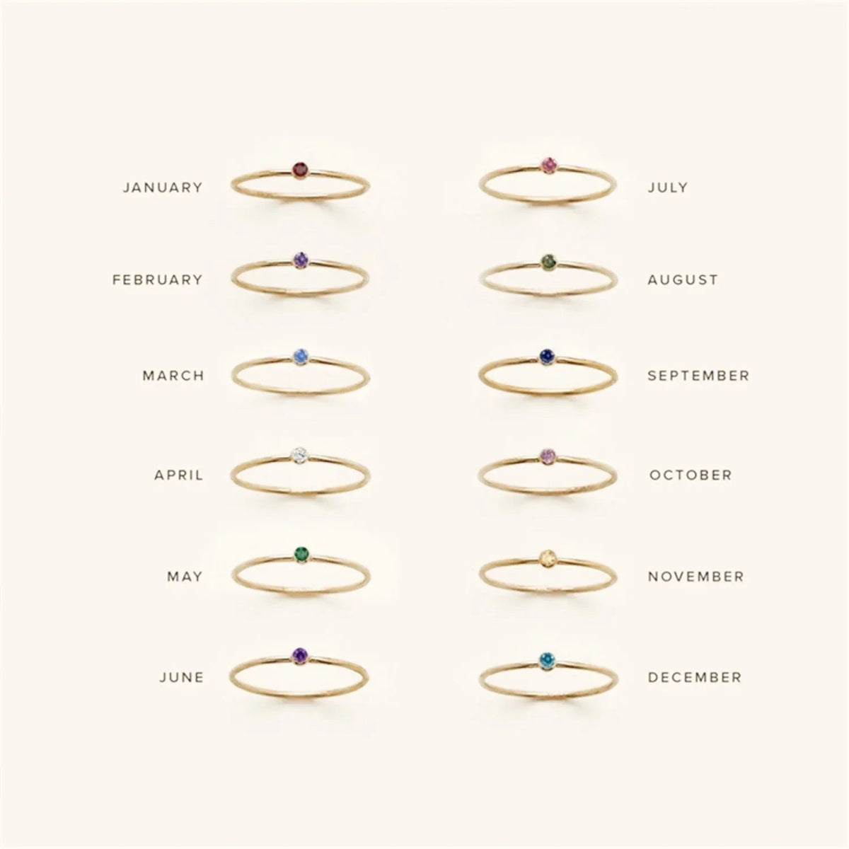[Royal&Vicky]Amelia Birthstone Stacker Ring