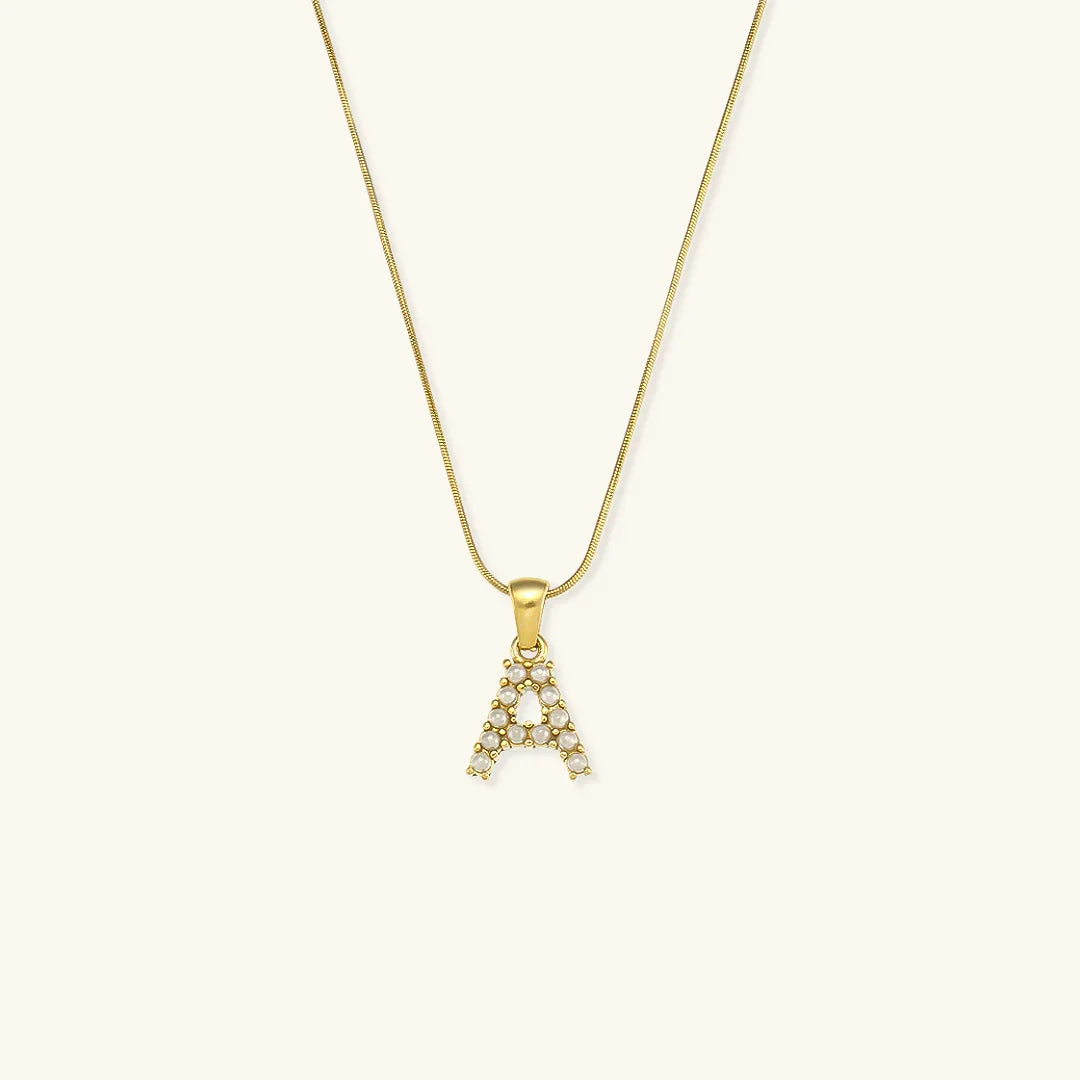 [Royal&Vicky]Augustine Initial Letter Pearl Necklace