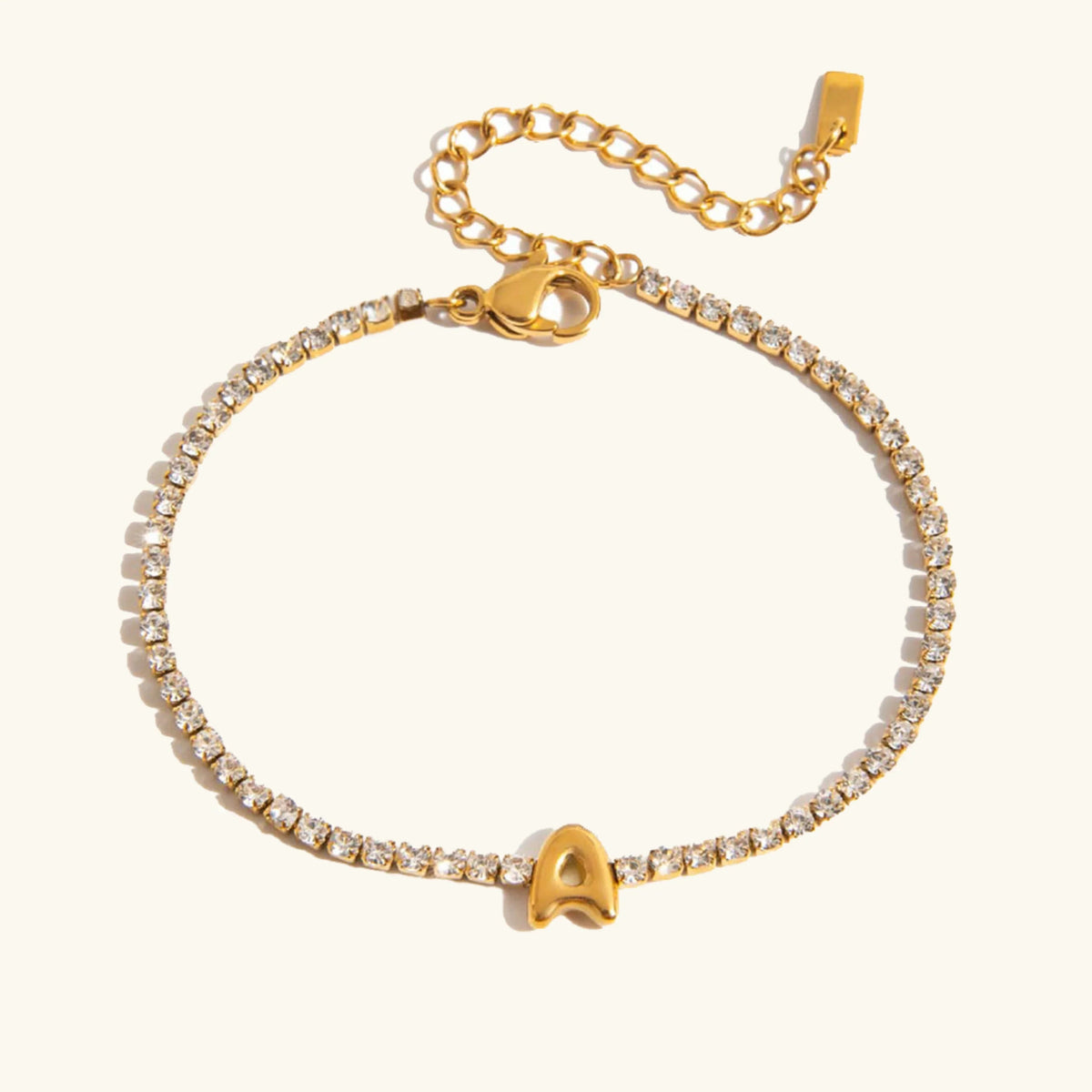 [Royal&Vicky]Avaria Tennisarmband mit Buchstaben-Anhängern